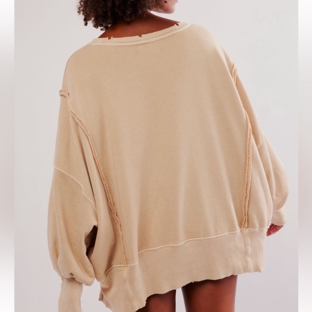 NWT FREE PEOPLE We the Free Graphic Camden Distressed Sweatshirt Yellowstone - Picture 3 of 4